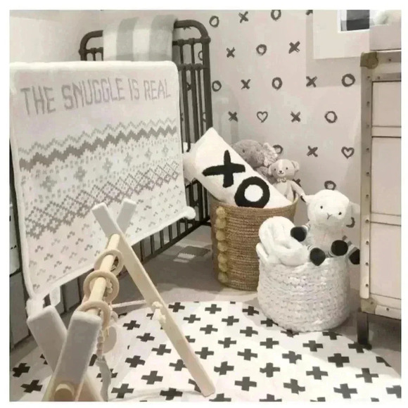 Pottery Barn Kids The Snuggle is Real Baby Blanket, Stroller Blanket, Ivory. - Picture 2 of 7